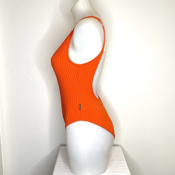 Michael Kors One Piece Swimsuit Womens 4 Orange Ribbed - Picture 5 of 7